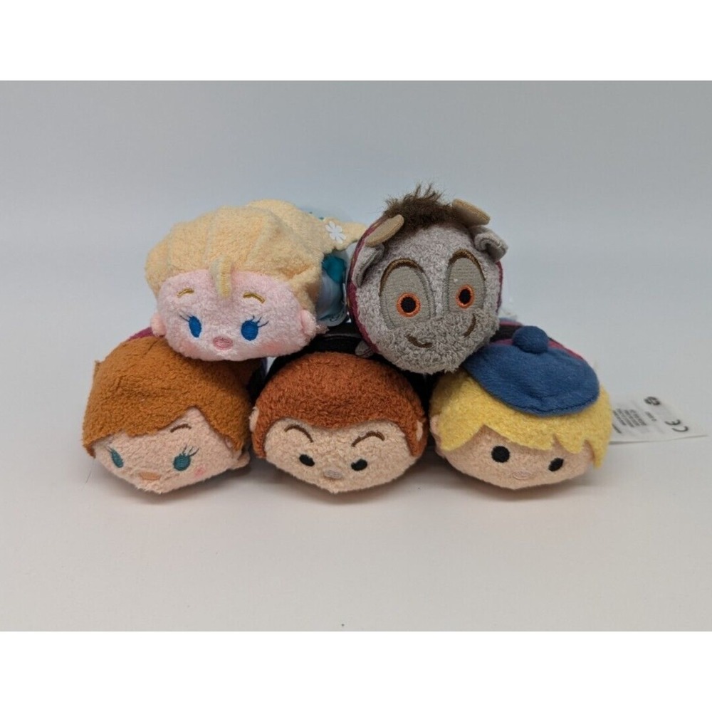 Disney Tsum Tsum Frozen Mini Plush 3.5" Elsa Anna Hans Kristoff Sven Lot of 5